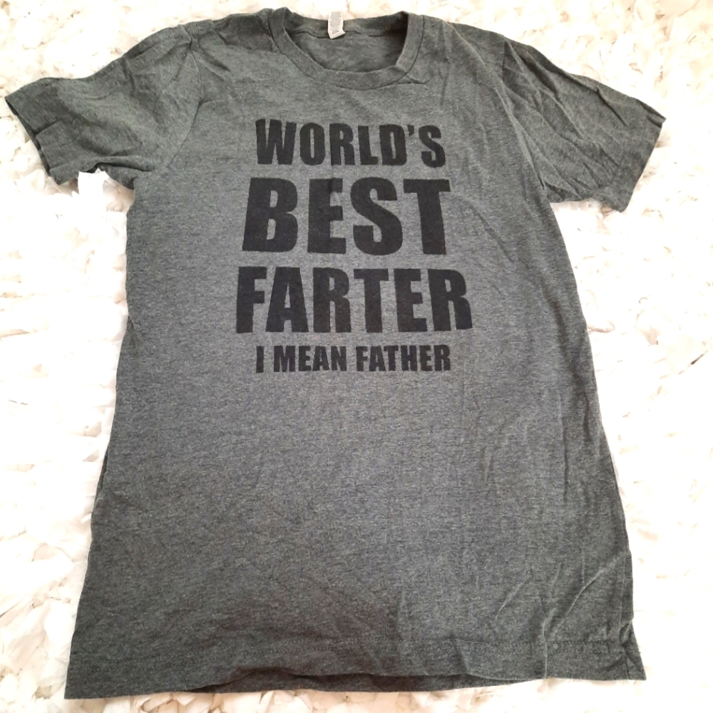 4 / $20 Novelty World's Best FARTer Tee Men's Small EUC Gray Short Sleeve